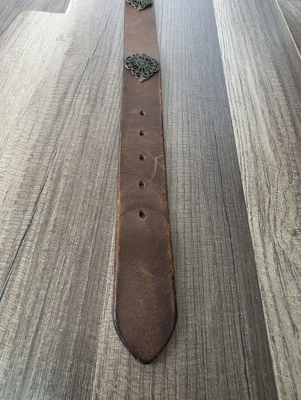 Vintage GAP Made in USA Genuine Italian Leather Western Boho Medallion Belt 34